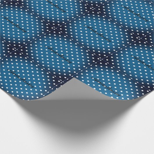 Cool Trendy Blue Stippen Wrapping Paper Cadeaupapier (Hoek)