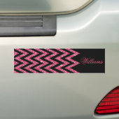 Cool trendy chevron zigzag hot roze faux glitter bumpersticker (Op auto)