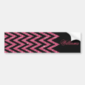 Cool trendy chevron zigzag hot roze faux glitter bumpersticker (Voorkant)