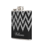 Cool trendy chevron zigzag Silver faux glitter Heupfles (Links)