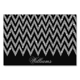 Cool trendy chevron zigzag Silver faux glitter Kaart