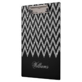 Cool trendy chevron zigzag Silver faux glitter Klembord (Links)