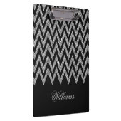 Cool trendy chevron zigzag Silver faux glitter Klembord (Rechts)