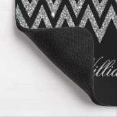 Cool trendy chevron zigzag Silver faux glitter Muismat (Hoek)