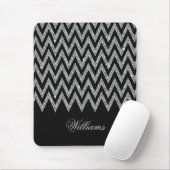 Cool trendy chevron zigzag Silver faux glitter Muismat (Met muis)