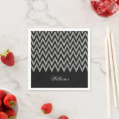 Cool trendy chevron zigzag Silver faux glitter Servet (Insitu)