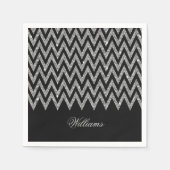 Cool trendy chevron zigzag Silver faux glitter Servet (Voorkant)