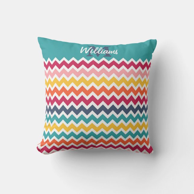 Cool trendy colorful custom Monogram chevron Kussen (Voorkant)
