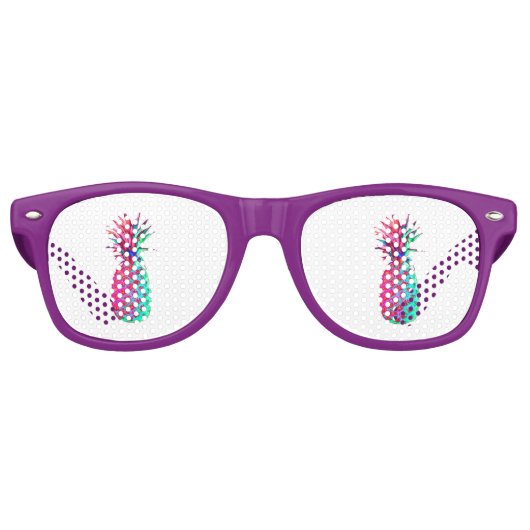 Cool Trendy Colorful Pineappel Retro Zonnebril (Voorkant)