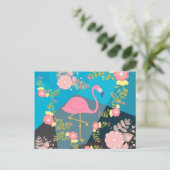 Cool Trendy Cous Cute Pink Girly Floral Flamingo Briefkaart (Staand voorkant)