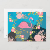 Cool Trendy Cous Cute Pink Girly Floral Flamingo Briefkaart (Voorkant / Achterkant)