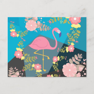 Cool Trendy Cous Cute Pink Girly Floral Flamingo Briefkaart