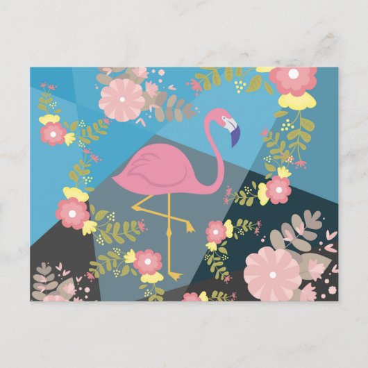 Cool Trendy Cous Cute Pink Girly Floral Flamingo Briefkaart (Voorkant)