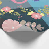 Cool Trendy Cous Cute Pink Girly Floral Flamingo Cadeaupapier (Hoek)
