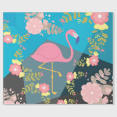Cool Trendy Cous Cute Pink Girly Floral Flamingo Cadeaupapier (Vlak)
