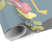 Cool Trendy Cous Cute Pink Girly Floral Flamingo Cadeaupapier (Rol Hoek)