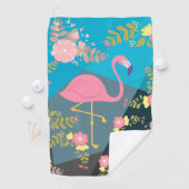 Cool Trendy Cous Cute Pink Girly Floral Flamingo Golfhanddoek (Insitu)