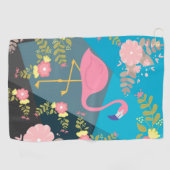 Cool Trendy Cous Cute Pink Girly Floral Flamingo Golfhanddoek (Horizontaal)