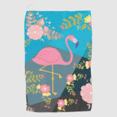 Cool Trendy Cous Cute Pink Girly Floral Flamingo Golfhanddoek (Voorkant)