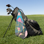 Cool Trendy Cous Cute Pink Girly Floral Flamingo Golfhanddoek (Groen)