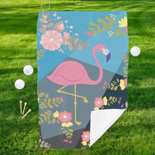 Cool Trendy Cous Cute Pink Girly Floral Flamingo Golfhanddoek