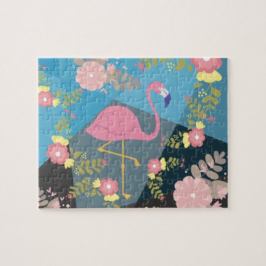 Cool Trendy Cous Cute Pink Girly Floral Flamingo Legpuzzel (Horizontaal)