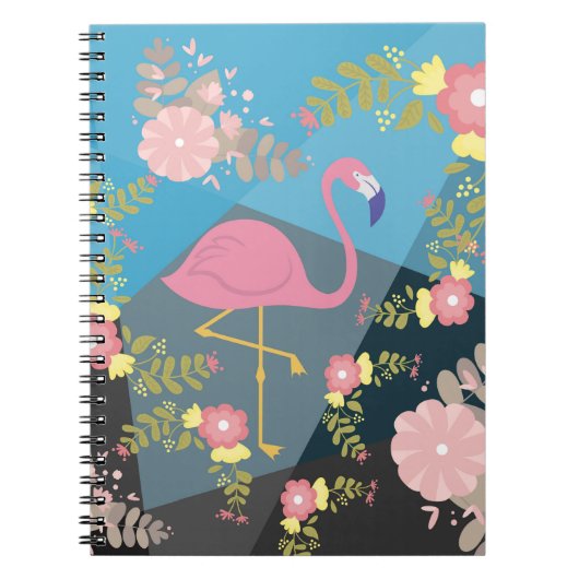 Cool Trendy Cous Cute Pink Girly Floral Flamingo Notitieboek (Voorkant)