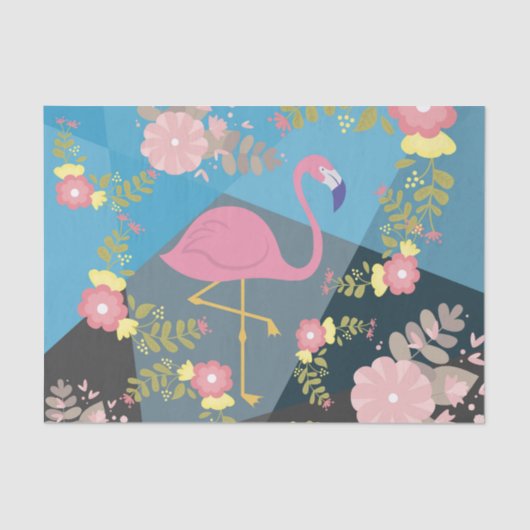 Cool Trendy Cous Cute Pink Girly Floral Flamingo Tissuepapier (Voorkant)