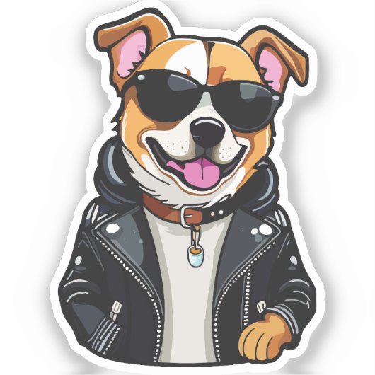cool trendy dog sticker (Voorkant)