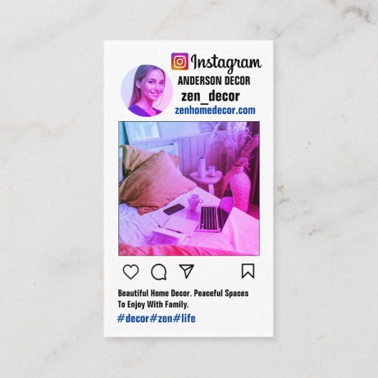 Cool Trendy dubbelzijdige Insta TikTok lay-out Visitekaartje (Achterkant)