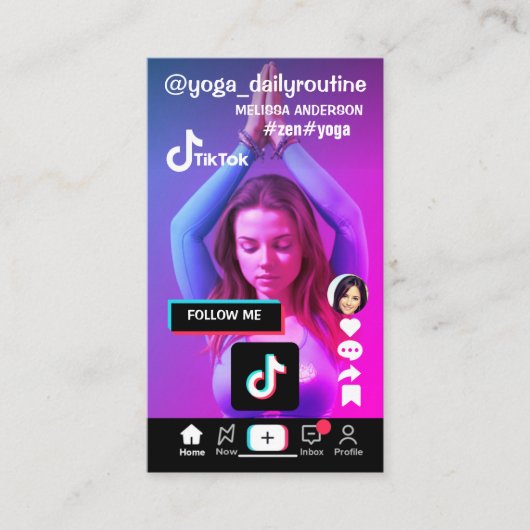 Cool Trendy dubbelzijdige Insta TikTok lay-out Visitekaartje (Voorkant)