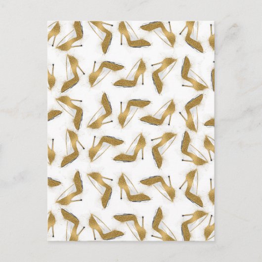 Cool trendy faux goudglitter hiel briefkaart (Voorkant)