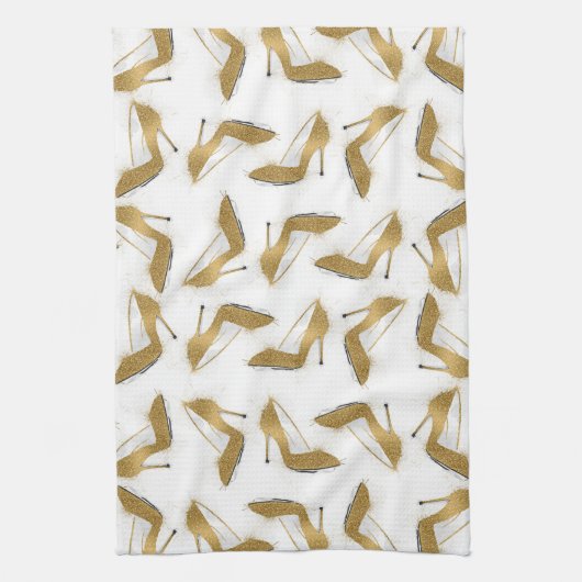 Cool trendy faux goudglitter hiel theedoek (Verticaal)