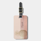Cool trendy gestreept, gouden ananas bagagelabel (Voorkant verticaal)