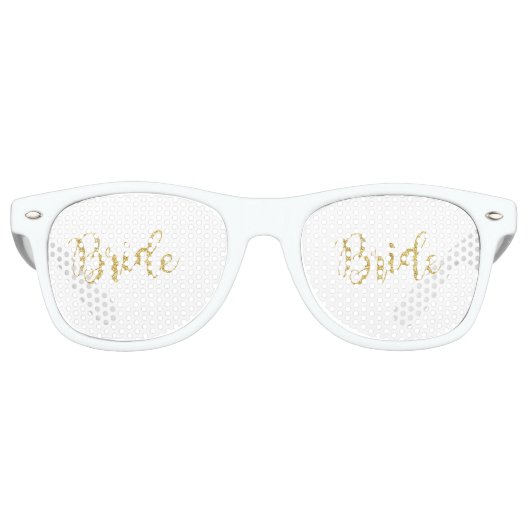 Cool Trendy Gold Glitter Bride Retro Zonnebril (Voorkant)