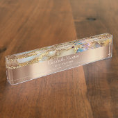 Cool Trendy Gold Glitter Pearl Marble Naambordje (Zijkant)