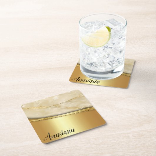 Cool Trendy Gold Marble Kartonnen Onderzetters (Insitu)