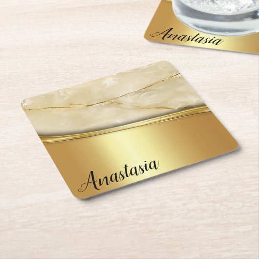 Cool Trendy Gold Marble Kartonnen Onderzetters (Schuin)