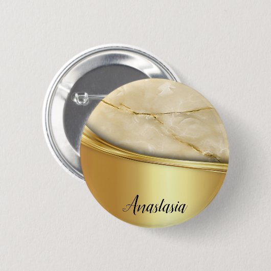 Cool Trendy Gold Marble Ronde Button 5,7 Cm (Voorkant /achterkant)