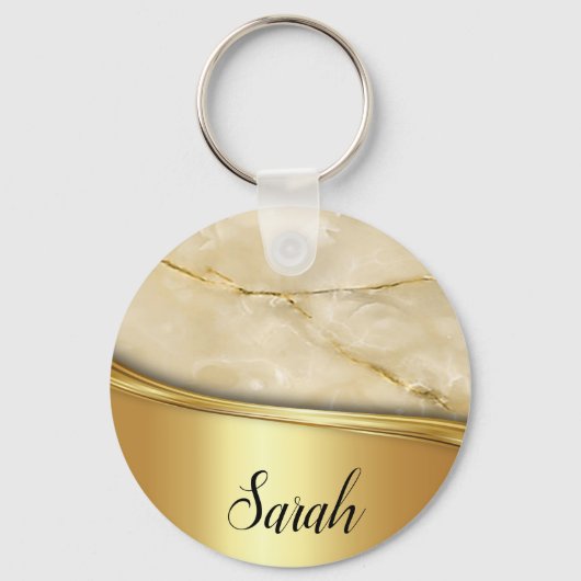 Cool Trendy Gold Marble Sleutelhanger (Voorkant)
