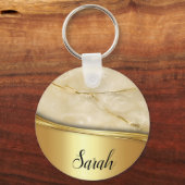 Cool Trendy Gold Marble Sleutelhanger (Voorkant)