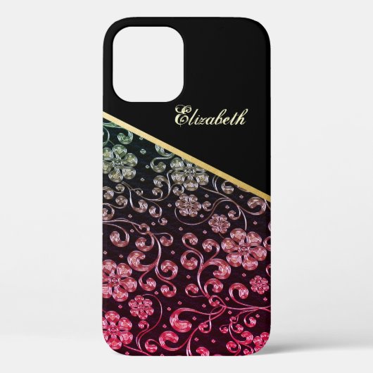 Cool Trendy Goud Zwart Bloemen - Persoonlijk Case-Mate iPhone Case (Achterkant)
