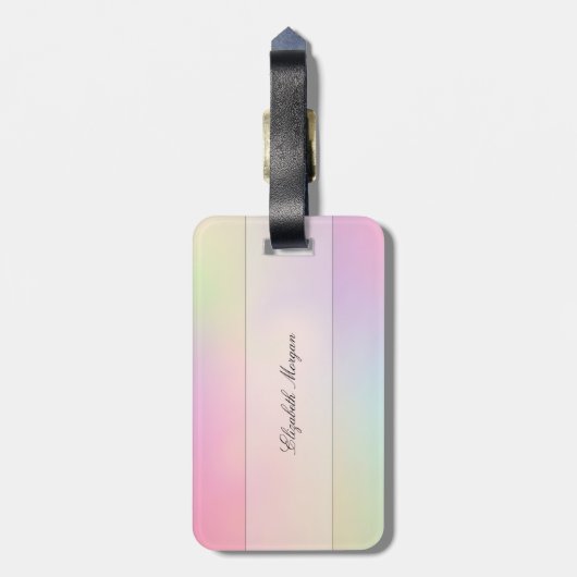 Cool Trendy Holographic Monogram Bagagelabel (Achterkant verticaal)