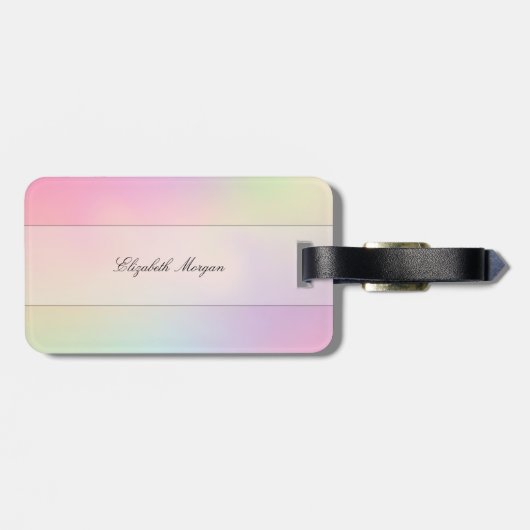 Cool Trendy Holographic Monogram Bagagelabel (Achterkant horizontaal)