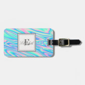 Cool Trendy Holographic Texture, Monogram Bagagelabel (Voorkant horizontaal)