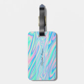 Cool Trendy Holographic Texture, Monogram Bagagelabel (Achterkant verticaal)