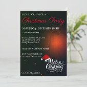 Cool, trendy kerstmanhoed, zwarte kerst uitnodigin kaart (Staand voorkant)