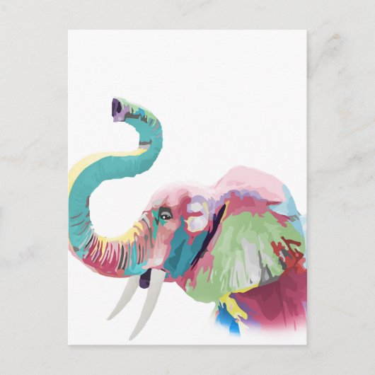 Cool Trendy Kleurrijke Olifant Briefkaart (Voorkant)