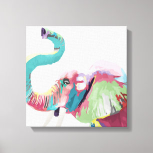 Cool Trendy Kleurrijke Olifant Canvas Afdruk