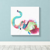 Cool Trendy Kleurrijke Olifant Canvas Afdruk (Insitu (Houten vloer))